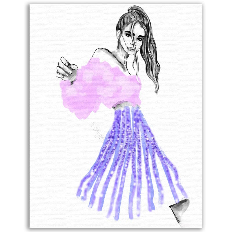 Fashion Illustration - Purple Ribbons