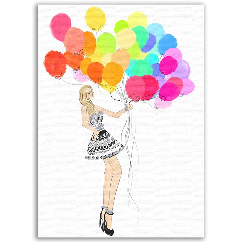 Girl Holding Balloons (Blonde)